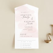 "Softly Layered" - Savvy Wedding Invitations in Blush by Everett Paper Goods - Front Open