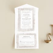 "Barnwood" - Savvy Wedding Invitations in Ash by Hooray Creative - Front Open