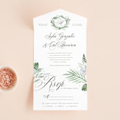 "Botanical Seal" - Savvy Wedding Invitations in Pastel by Kristen Smith - Front Open