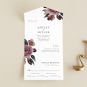 "floral corner" - Savvy Wedding Invitations in Marsala by Cass Loh - Front Open