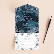 "Midnight Snowfall" - Savvy Wedding Invitations in Navy by Alethea and Ruth - Front Open