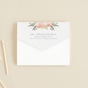 "Peony Wreath" - Savvy Wedding Invitations in Peach by Joanna Griffin - Closed