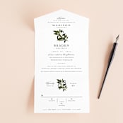 "Conservatory" - Savvy Wedding Invitations in Honeysuckle by Jennifer Postorino - Front Open