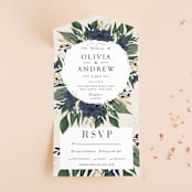 "Ophelia's Garden" - Savvy Wedding Invitations in Bluebell by Oma N. Ramkhelawan - Front Open