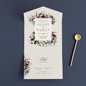 "Floral Love" - Savvy Wedding Invitations in Lilac by Lori Wemple - Front Open