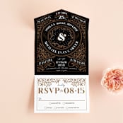 "Grand Natura" - Savvy Wedding Invitations in Noir by GeekInk Design - Front Open