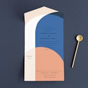 "Color Arch" - Savvy Wedding Invitations in Aquatic by Baumbirdy - Front Open
