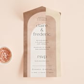 "Arches" - Savvy Wedding Invitations in Terracotta by Kelly Schmidt - Front Open