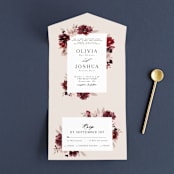 "Emyn" - Savvy Wedding Invitations in Burgundy by Itsy Belle Studio - Front Open