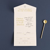 "Brooklynite" - Savvy Wedding Invitations in Bisque by Annie Clark - Front Open