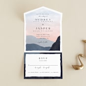 "scene" - Savvy Wedding Invitations in Sunrise by Pixel and Hank - Front Open