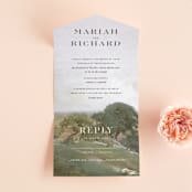 "Roman Landscape" - Savvy Wedding Invitations in Moss by Olivia Kanaley Inman - Front Open