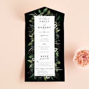 "Forest Finds" - Savvy Wedding Invitations in Emerald by Susan Moyal - Front Open