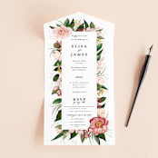 "Blossom" - Savvy Wedding Invitations in Blush by Susan Moyal - Front Open