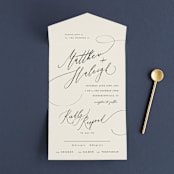 "Tilted Script" - Savvy Wedding Invitations in Ivory by Hannah Williams - Front Open