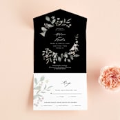 "Enchanted fields" - Savvy Wedding Invitations in Noir by Jennifer Wick - Front Open