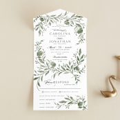 "Carolina" - Savvy Wedding Invitations in Meadow by Melanie Kosuge - Front Open