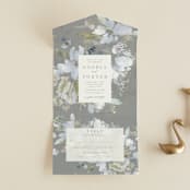 "Spring Dash" - Savvy Wedding Invitations in Pewter by Grace Kreinbrink - Front Open