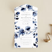 "A Wedding Watercolor" - Savvy Wedding Invitations in Cornflower by Chris Griffith - Front Open