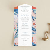 "Mod Marble" - Savvy Wedding Invitations in Maraschino by A Real Peach Studio - Front Open