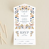 "modern folk" - Savvy Wedding Invitations in Blush by GeekInk Design - Front Open