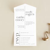 "Split Line" - Savvy Wedding Invitations in Black Tie by Amy Payne - Front Open