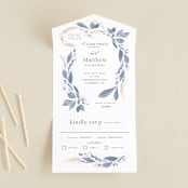 "Cascading Floral" - Savvy Wedding Invitations in Lagoon by Corinne Malesic - Front Open