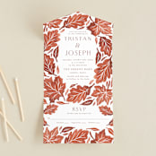 "Watercolor Fallen Leaves" - Savvy Wedding Invitations in Copper by Katharine Watson - Front Open