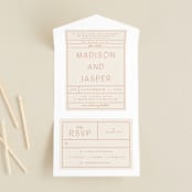 "Modern Ticket" - Savvy Wedding Invitations in Rust by Alethea and Ruth - Front Open