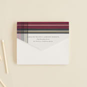 "Holiday Tartan" - Savvy Wedding Invitations in Cranberry by Erin Deegan - Closed