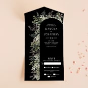"A Wedding in the Garden" - Savvy Wedding Invitations in Charcoal by Chris Griffith - Front Open