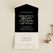 "Little party big love" - Savvy Wedding Invitations in Noir by Jessica Corliss - Front Open