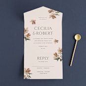 "Halcyon" - Savvy Wedding Invitations in Dove by Olivia Kanaley Inman - Front Open