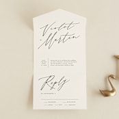 "Violet " - Savvy Wedding Invitations in Linen by Kelly Schmidt - Front Open