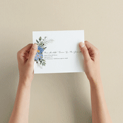 "Botanical Swag" - Savvy Wedding Invitations in Periwinkle by Susan Moyal - How it works