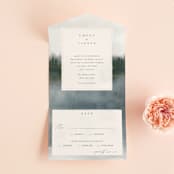 "Lakefront" - Savvy Wedding Invitations in Natural by Robert and Stella - Front Open