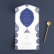 "Topkapi" - Savvy Wedding Invitations in Cobalt by Nazia Hyder - Front Open
