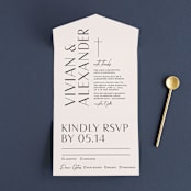 "Ascent" - Savvy Wedding Invitations in Ecru by Erica Krystek - Front Open
