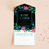 "Embroidery" - Savvy Wedding Invitations in Noche by Jackie Crawford - Front Open