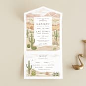"Westward" - Savvy Wedding Invitations in Red Rock by Paper Sun Studio - Front Open