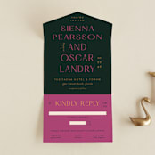 "Miami" - Savvy Wedding Invitations in Bird of Paradise by Ashley DeMeyere - Front Open