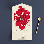 "Pair of Hearts from Disney's Alice In Wonderland" - Savvy Wedding Invitations in Ruby by Baumbirdy - Front Open