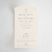 "Arched Monogram" - Savvy Wedding Invitations in Ecru by Erica Krystek - Front Open