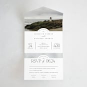 "Panoramic" - Savvy Wedding Invitations in Cloud by Heather Schertzer - Front Open