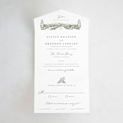 "Vineyard" - Savvy Wedding Invitations in Olive by Sarah Brown - Front Open