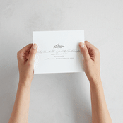 "Foliage Crest" - Savvy Wedding Invitations in Sky by Everett Paper Goods - How it works