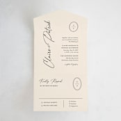 "Script and Monogram" - Savvy Wedding Invitations in Sand by Carolyn MacLaren - Front Open