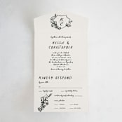 "Botanical Crest" - Savvy Wedding Invitations in Ink by Kelly Watkins - Front Open