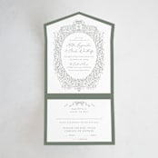 "Ornate sketched frame" - Savvy Wedding Invitations in Forest by Jackie Crawford - Front Open