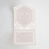 "Lace Trim" - Savvy Wedding Invitations in Cream by Kristen Smith - Front Open